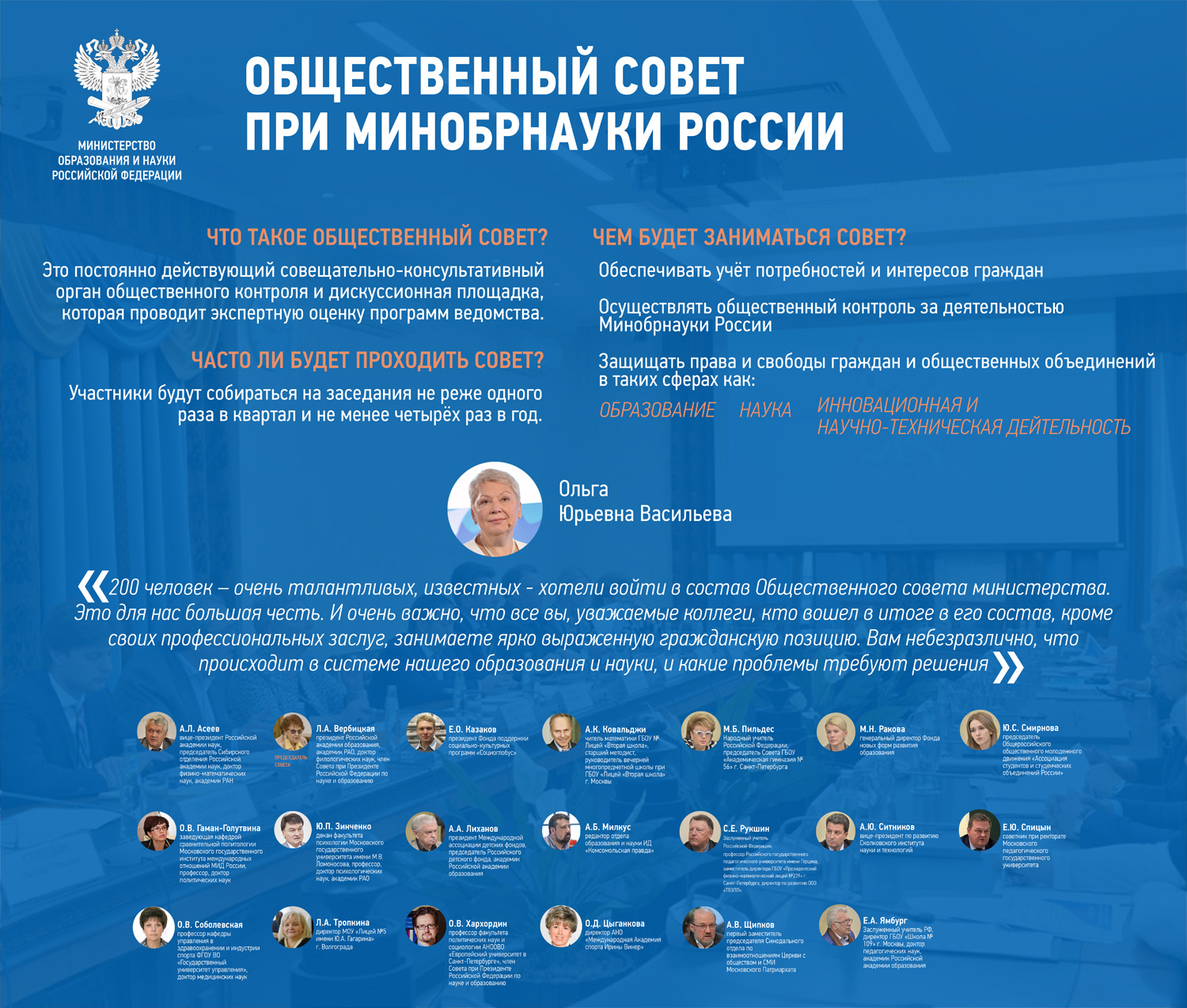 Новый состав Общественного совета при Минобрнауки России
